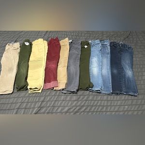 11 pairs of 4T jeans and pants. Different brands.